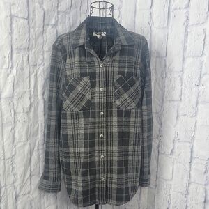 Beachlunchlounge Black and Gray‎ Casual Button Down Shirt Medium